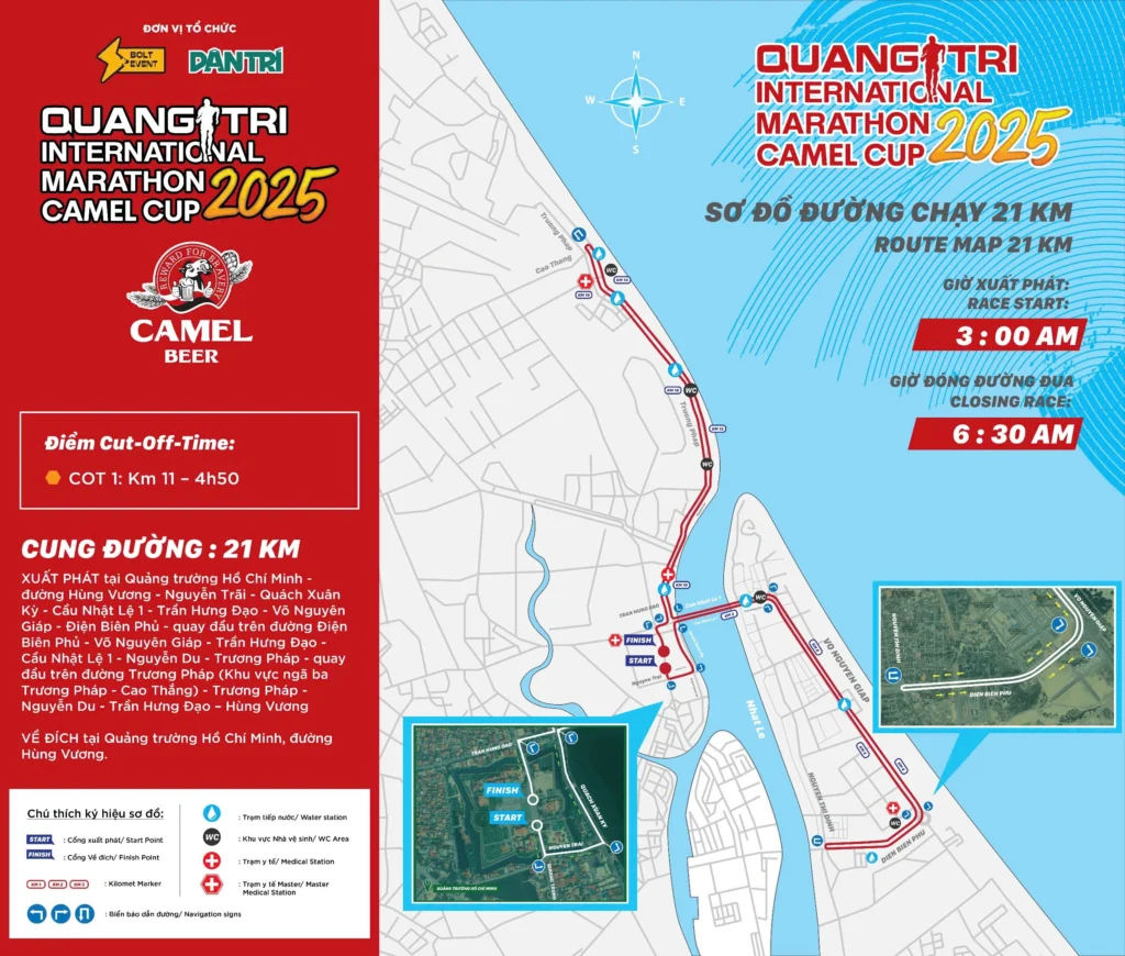 Lộ trình thi đấu tại Quang Tri International Marathon 2025 - Camel Cup