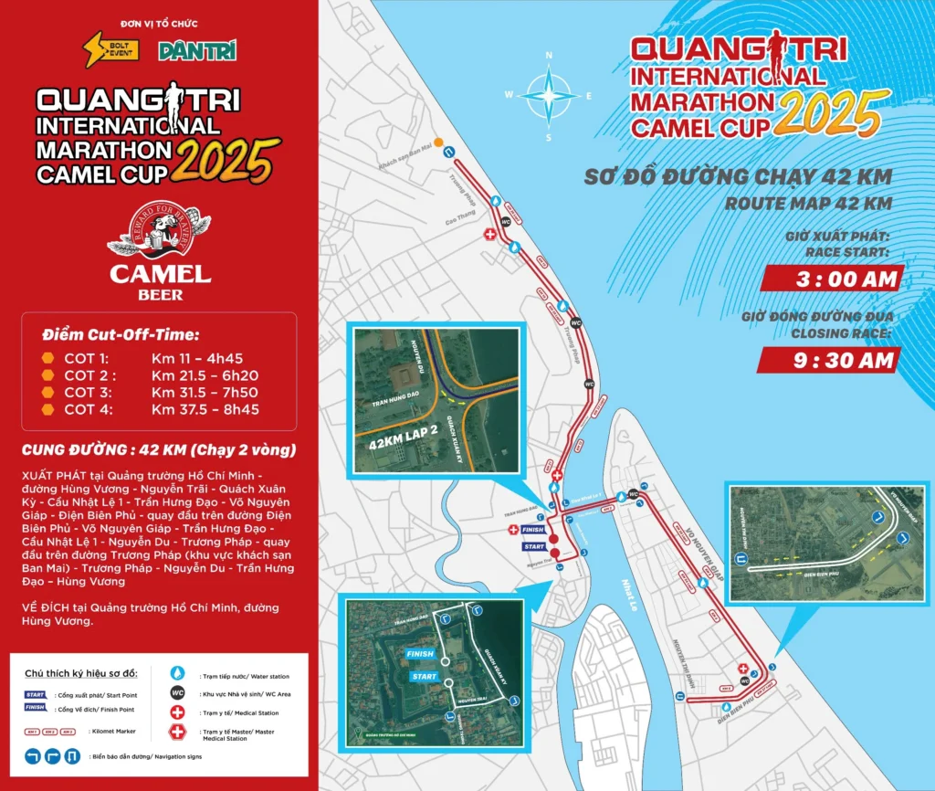 Lộ trình thi đấu tại Quang Tri International Marathon 2025 - Camel Cup